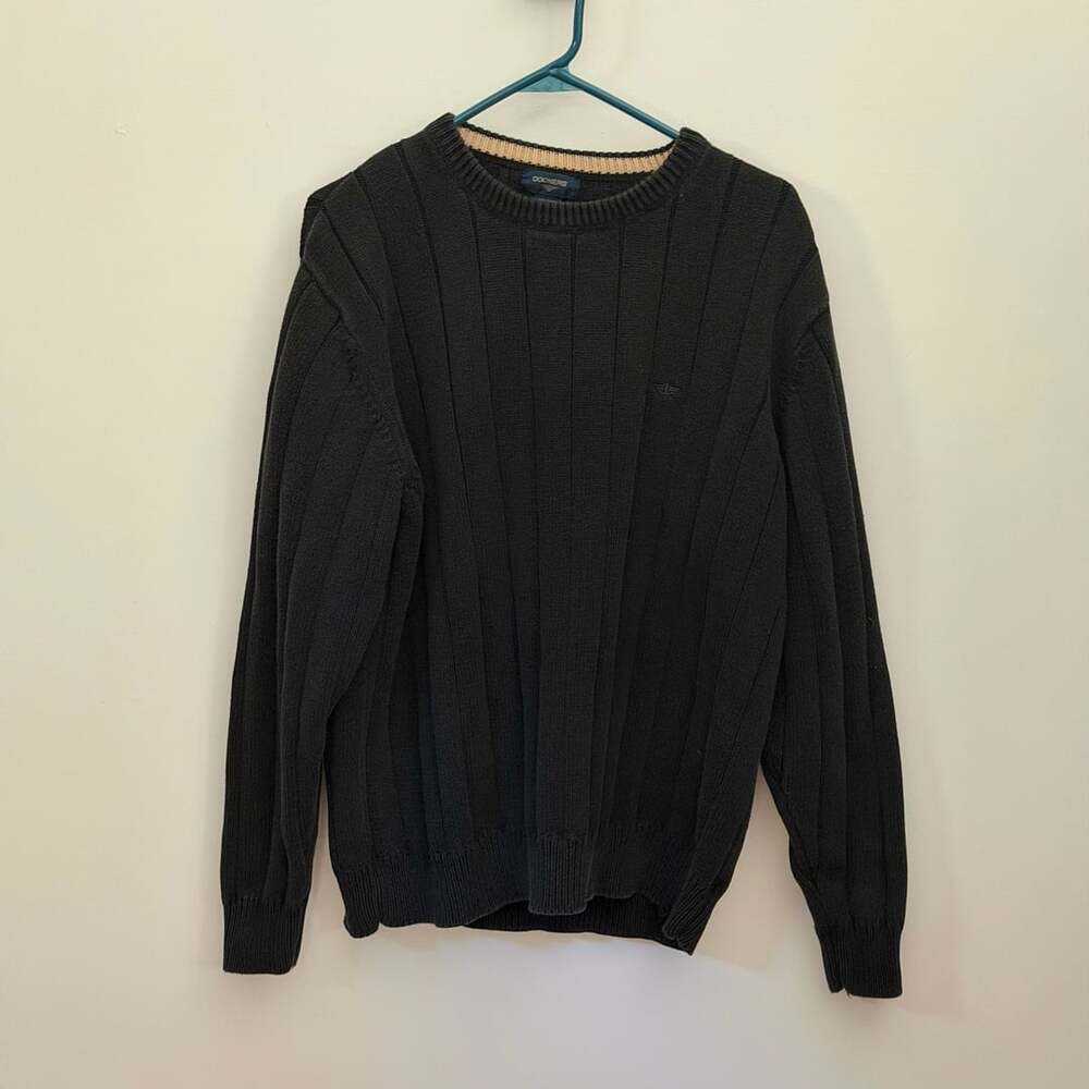 Dockers Ribbed Grandpa Sweater Size XL Black 100% cotton